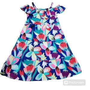 Crazy 8 Girls Floral Off Shoulders Ruffle Tunic Dress Size 4